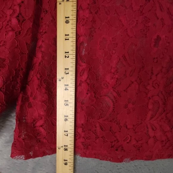 Lulus Womens Crop Top Red Floral Long Sleeve Keyhole Lace Nylon Blend S New - Picture 4 of 8
